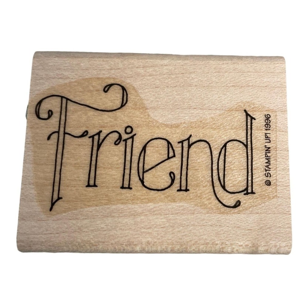 NEW NO INK Stampin Up Mounted Rubber Stamp Friend Word Name
